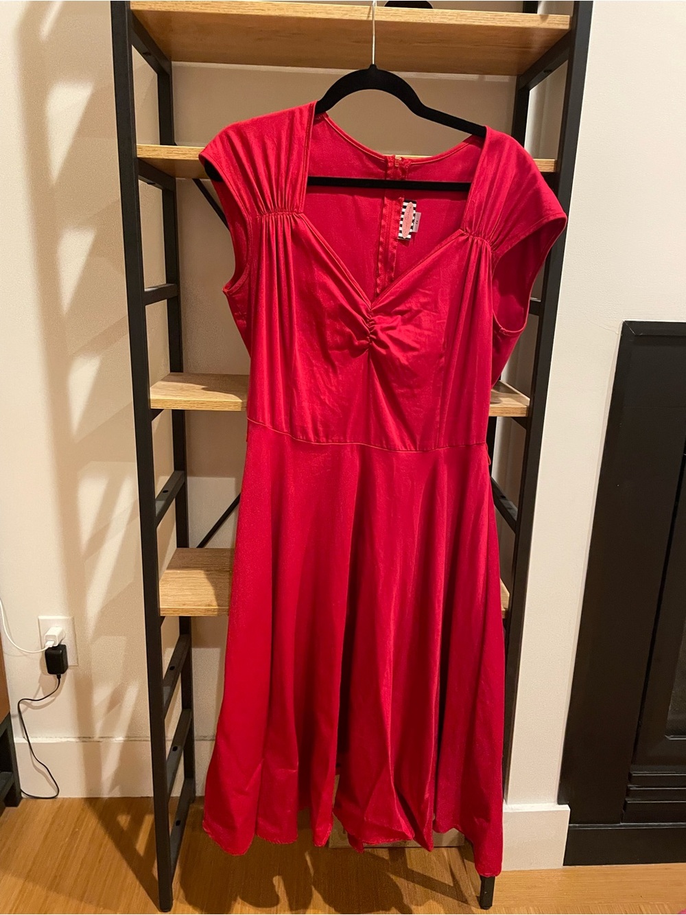 Women's Red Twist-Front Fit & Flare Dress Pin Up Vintage Style